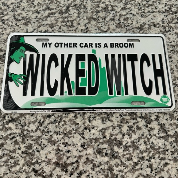 Other - WICKED WITCH Embossed Metal License Plate Car Auto Tag Sign 2010 Made In USA